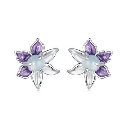 925 Sterling Silver Earrings with Enamel and Transparent Glass for Women  DestGlow