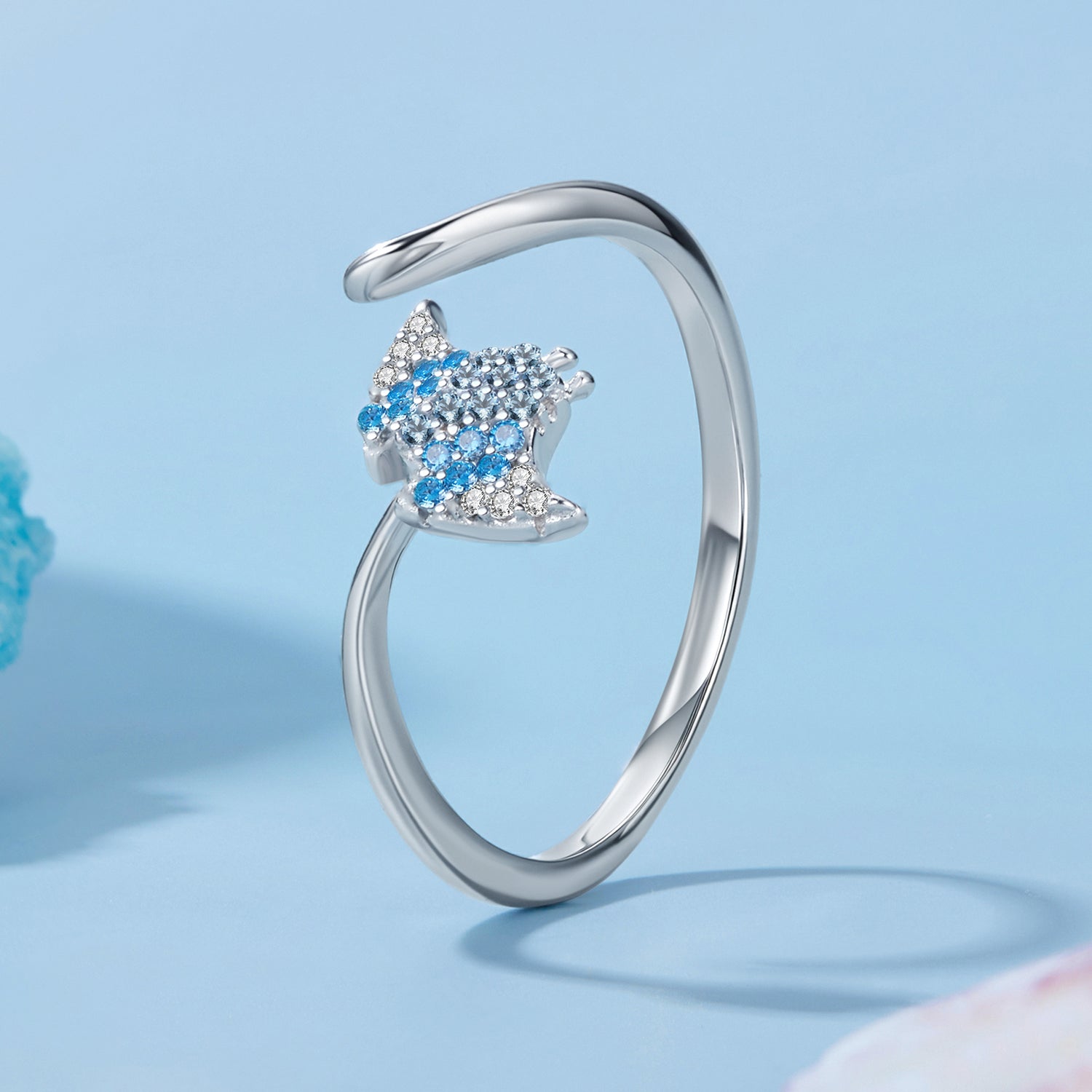 925 Sterling Silver Manta Ray Ring with Pavé Setting CZ for Women  DestGlow