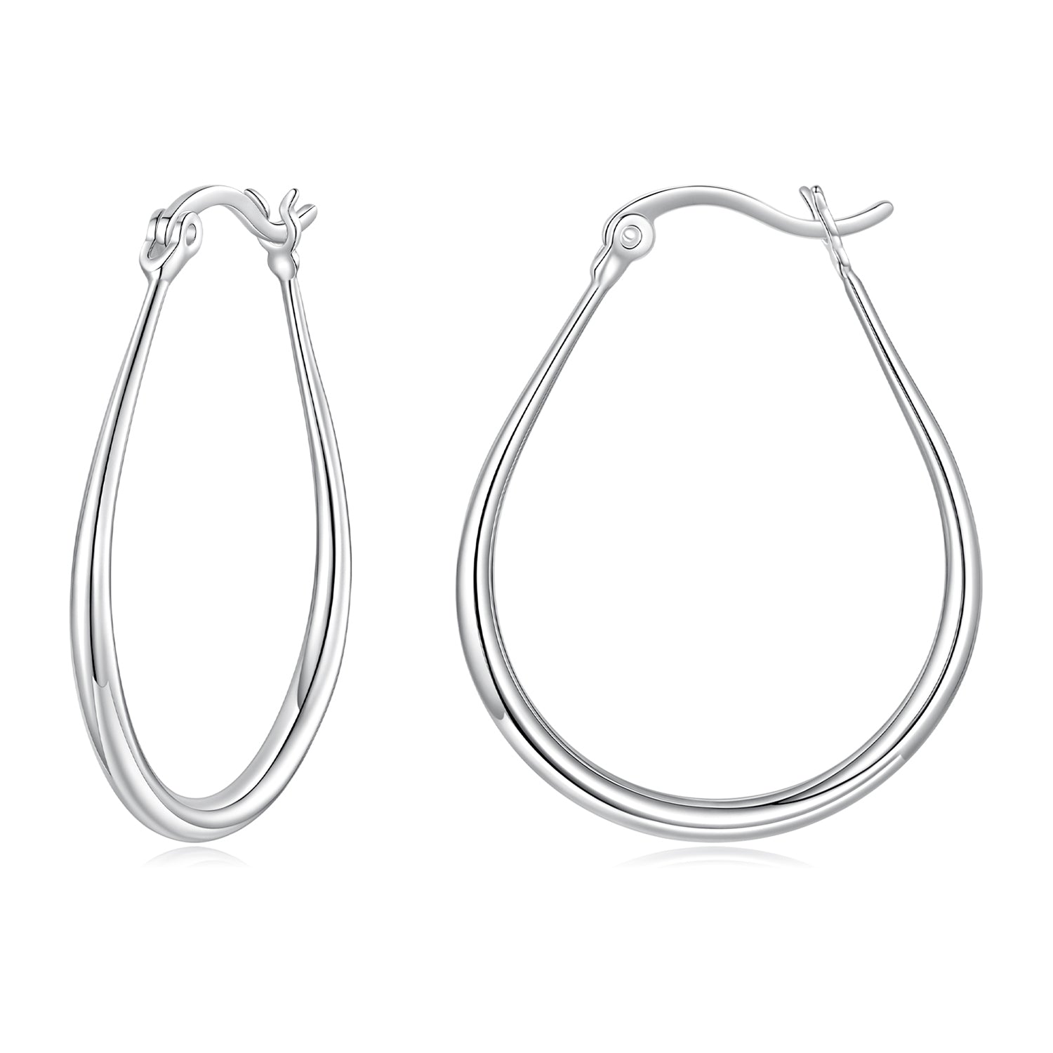 925 Sterling Silver Earrings for Women - 2.9x0.2cm, Plated White Gold, Style L  DestGlow