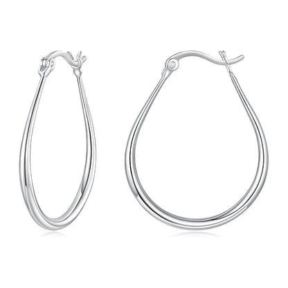 925 Sterling Silver Earrings for Women - 2.9x0.2cm, Plated White Gold, Style L  DestGlow