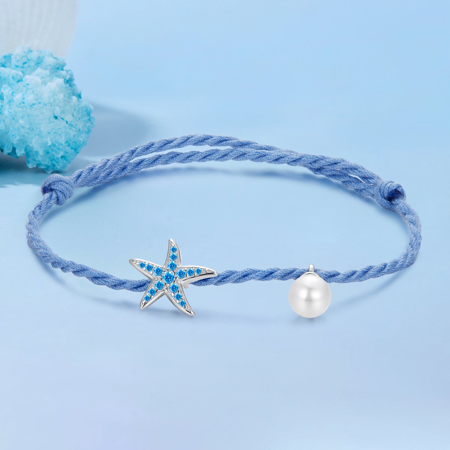 925 Sterling Silver Adjustable Starfish &amp; Shell Pearl Bracelet for Women  DestGlow