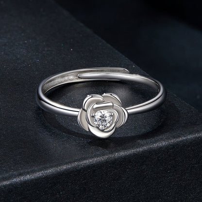 925 Sterling Silver White Gold Plated Moissanite Ring Size E for Women