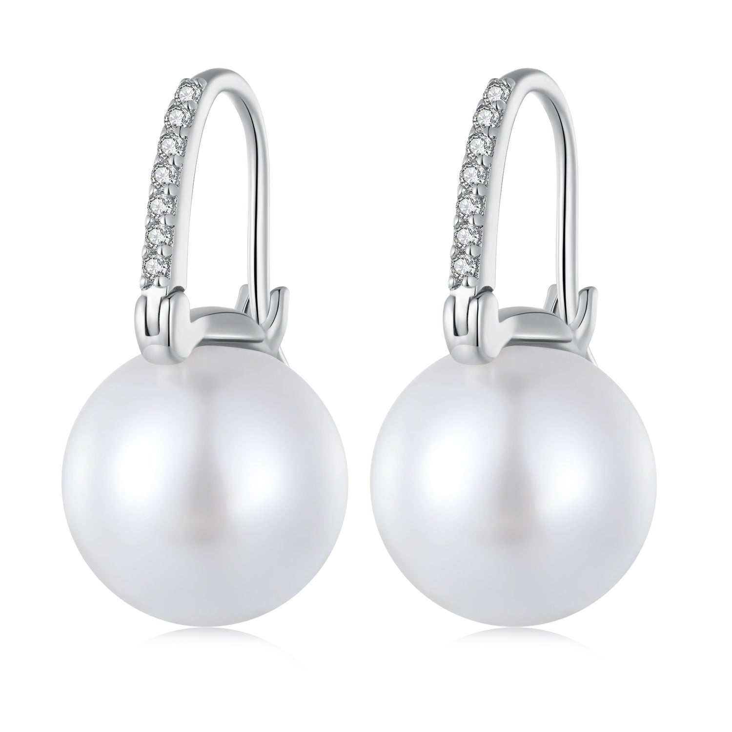 925 Sterling Silver Earrings with Quality Shell Pearl and CZ, 21*11mm, for Women  DestGlow