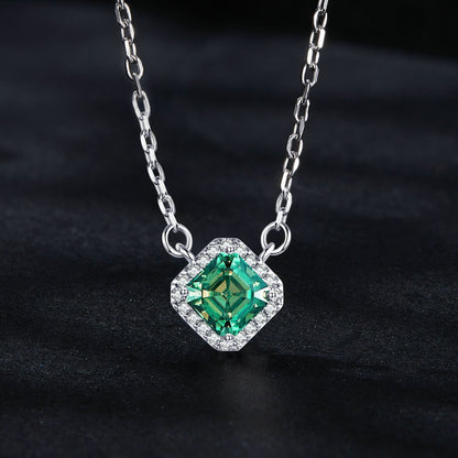 925 Sterling Silver 0.6 Carat Moissanite Pendant Necklace for Women