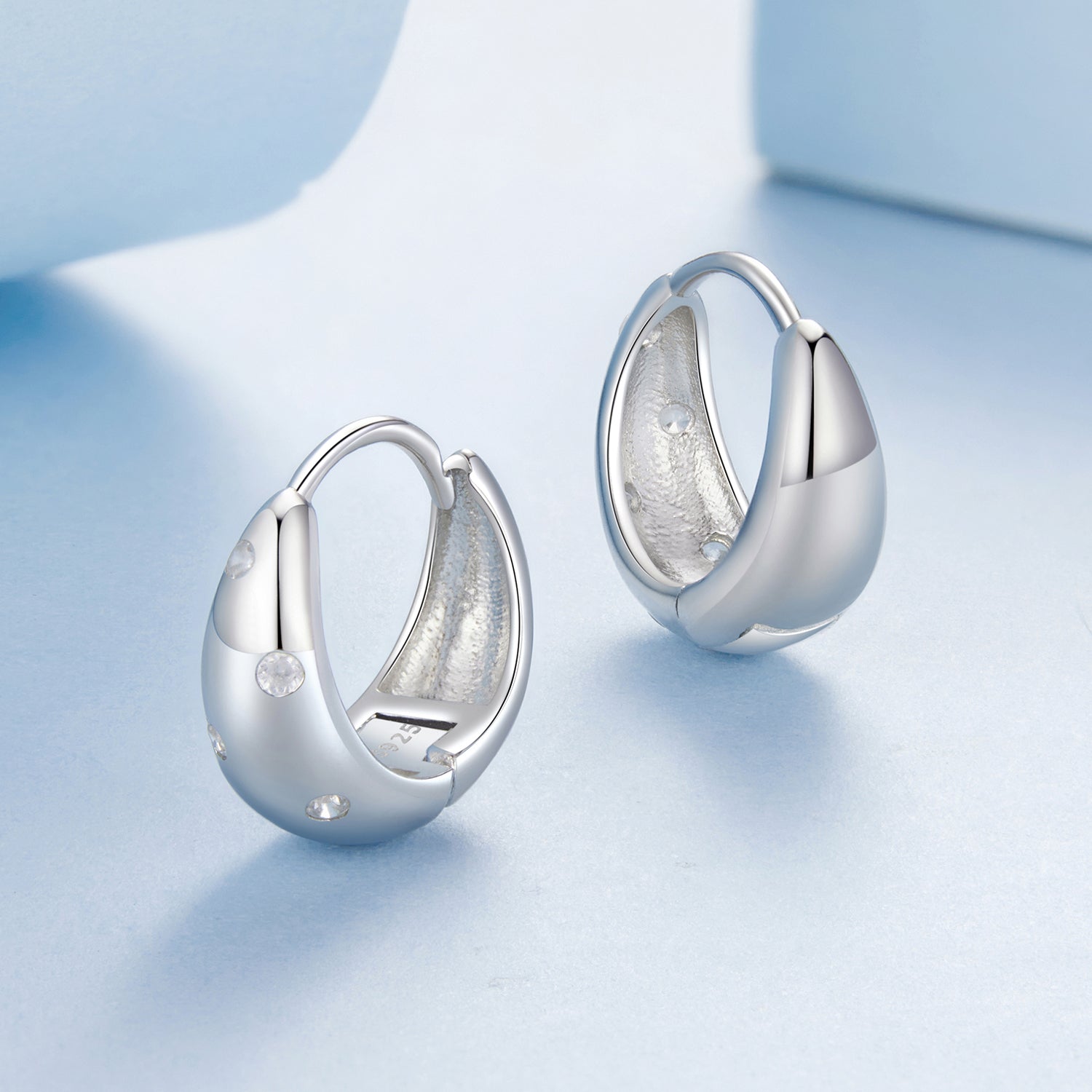 925 Sterling Silver Earrings with CZ in White Gold Plating - Stylish Design for Women  DestGlow