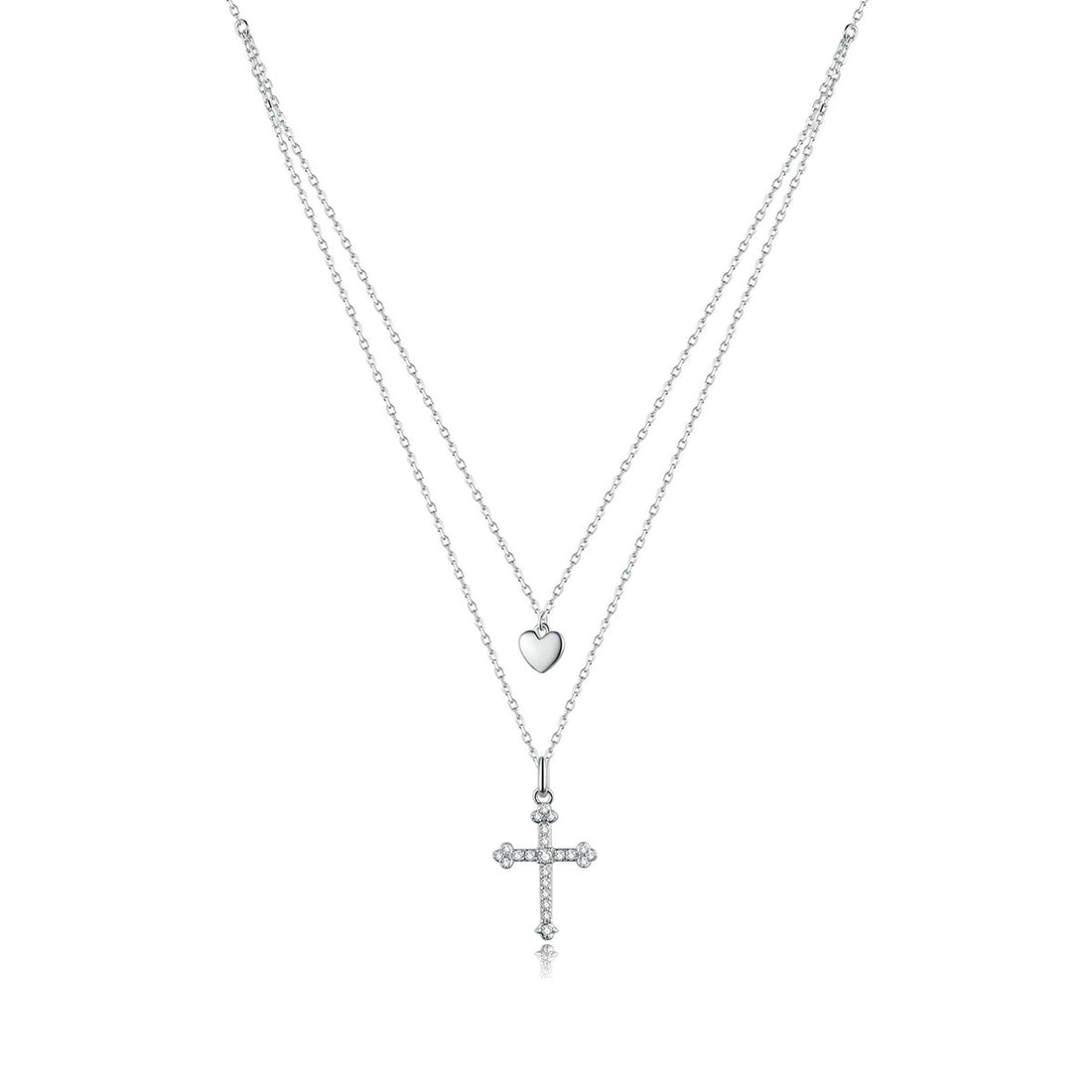 925 Sterling Silver Adjustable Platinum Plated Necklace with CZ - 1.4cm for Women  DestGlow