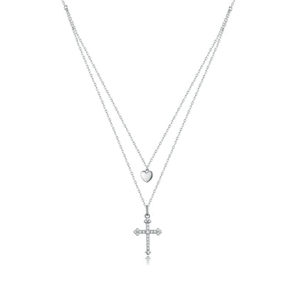 925 Sterling Silver Adjustable Platinum Plated Necklace with CZ - 1.4cm for Women  DestGlow
