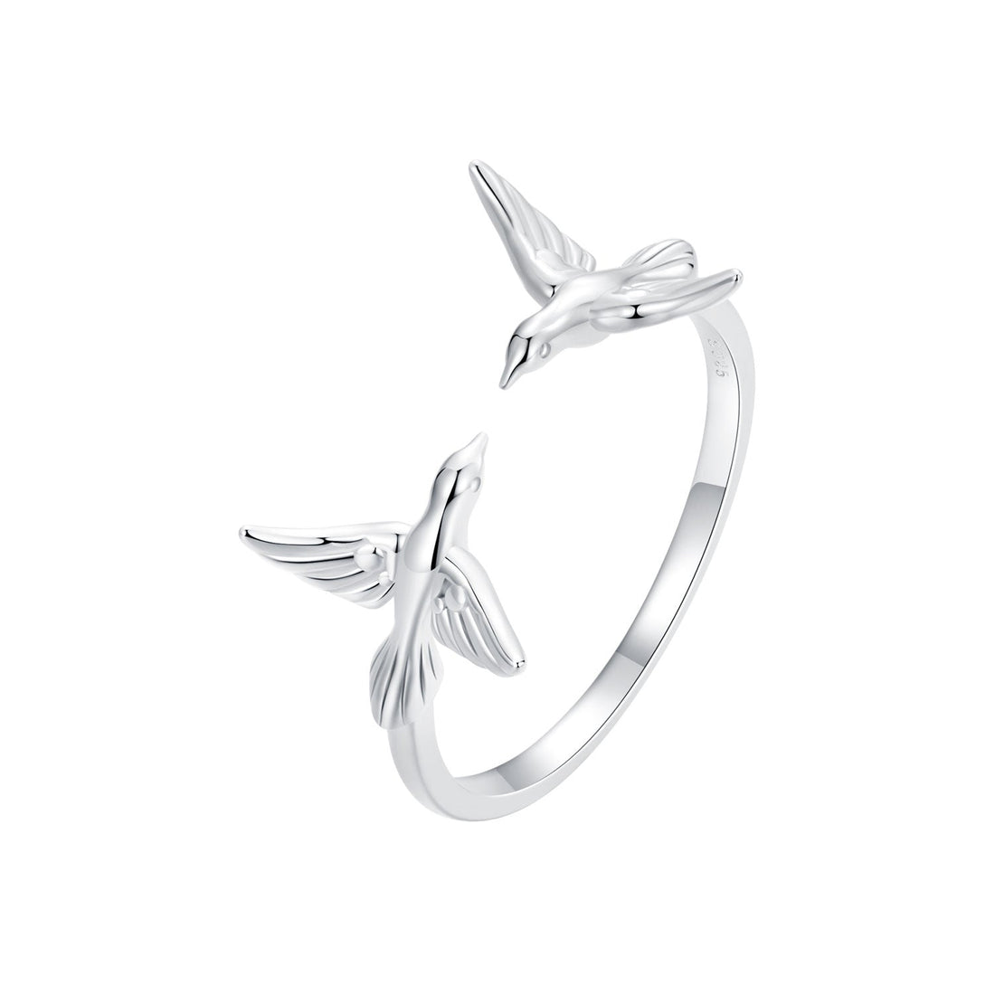 925 Sterling Silver Ring with White Gold Plating, 1.5mm Width  DestGlow