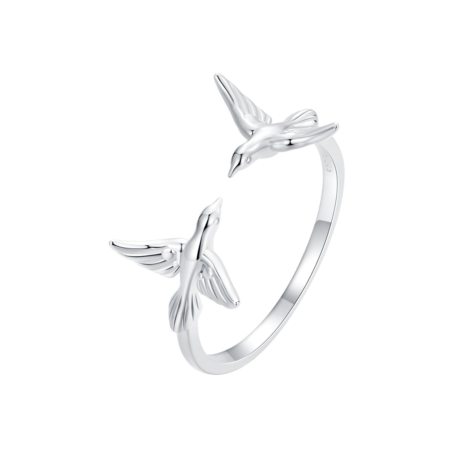 925 Sterling Silver Ring with White Gold Plating, 1.5mm Width  DestGlow