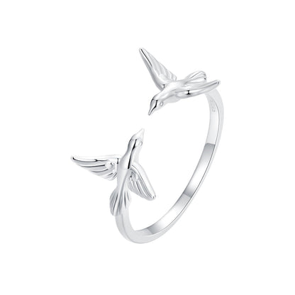 925 Sterling Silver Ring with White Gold Plating, 1.5mm Width  DestGlow