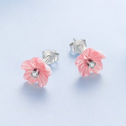 925 Sterling Silver Earrings with High-Quality Nacre and Pavé CZ, Oxidized Silver  DestGlow
