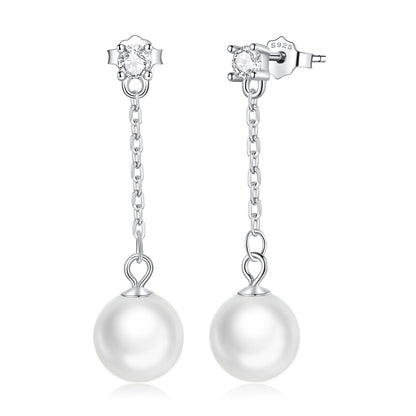 925 Sterling Silver Earrings with Pavé Setting CZ &amp; Quality Shell Pearl  DestGlow
