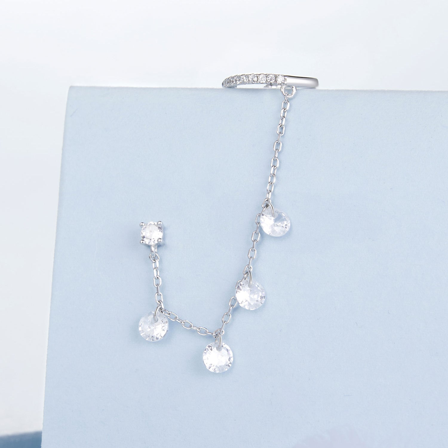 925 Sterling Silver Earrings with Pave Setting CZ - White Gold Plated for Women  DestGlow