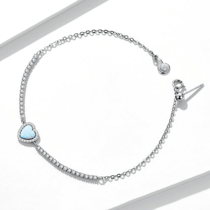 925 Sterling Silver Adjustable Bracelet with Translucent Opal and CZ for Women  DestGlow