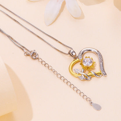 925 Sterling Silver Plated Gold Moissanite Necklace with Pavé Setting for Women  DestGlow