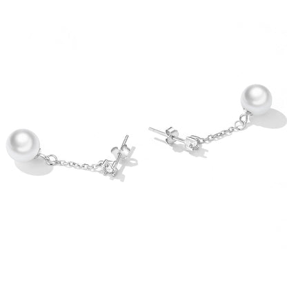 925 Sterling Silver Earrings with Pavé Setting CZ &amp; Quality Shell Pearl  DestGlow