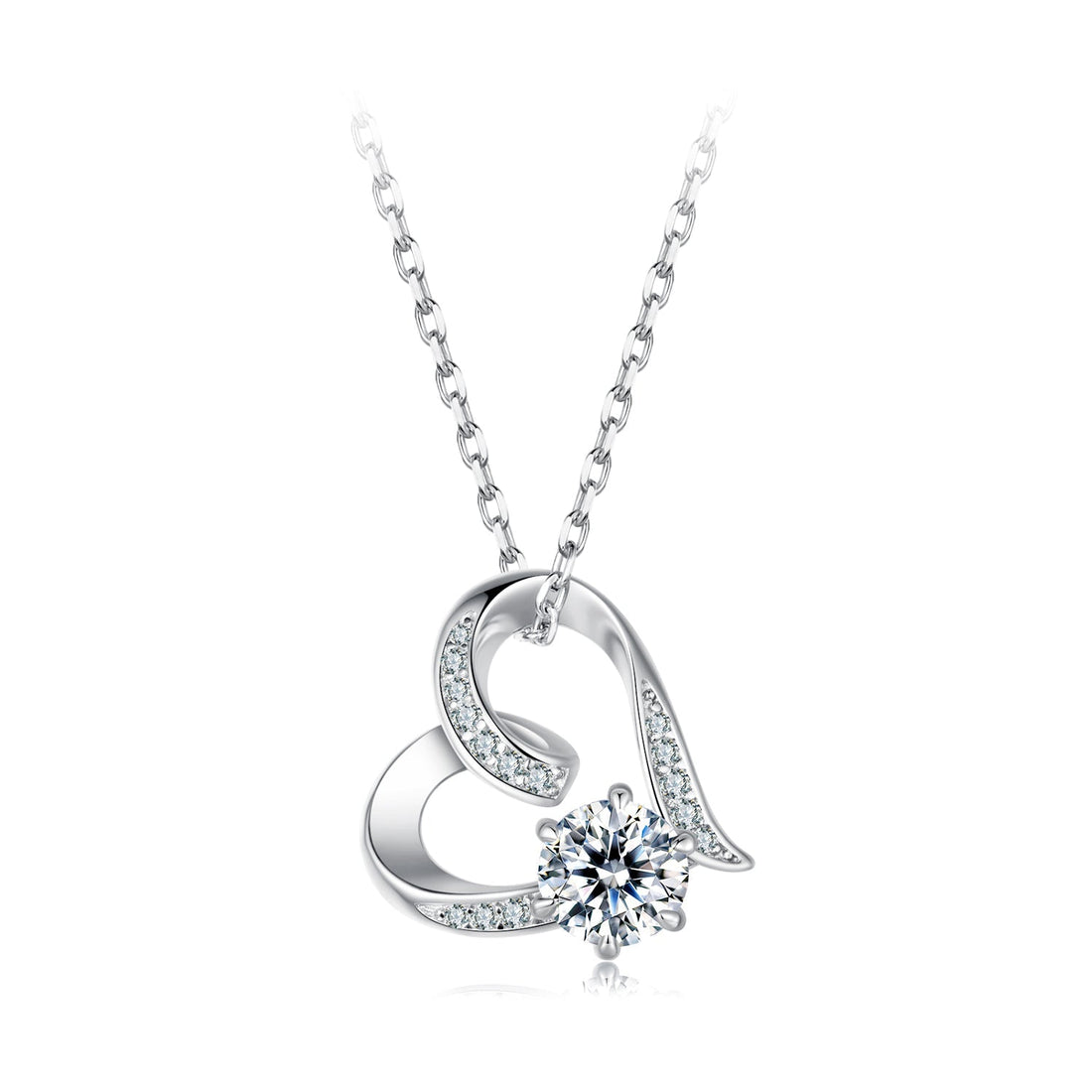 925 Sterling Silver Moissanite Necklace with Pendant and White Gold Plating for Women  DestGlow