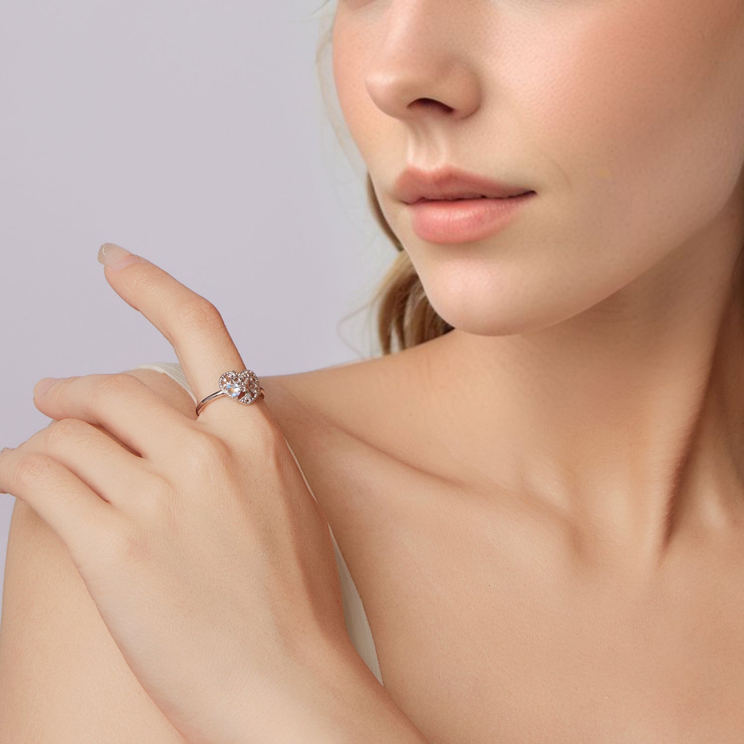 925 Sterling Silver Heart-Shaped Moonstone Ring for Women  DestGlow