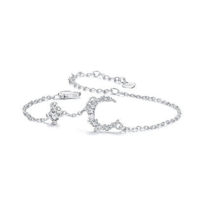 925 Sterling Silver CZ Bracelet with White Gold Plating, 150mm Length for Women  DestGlow