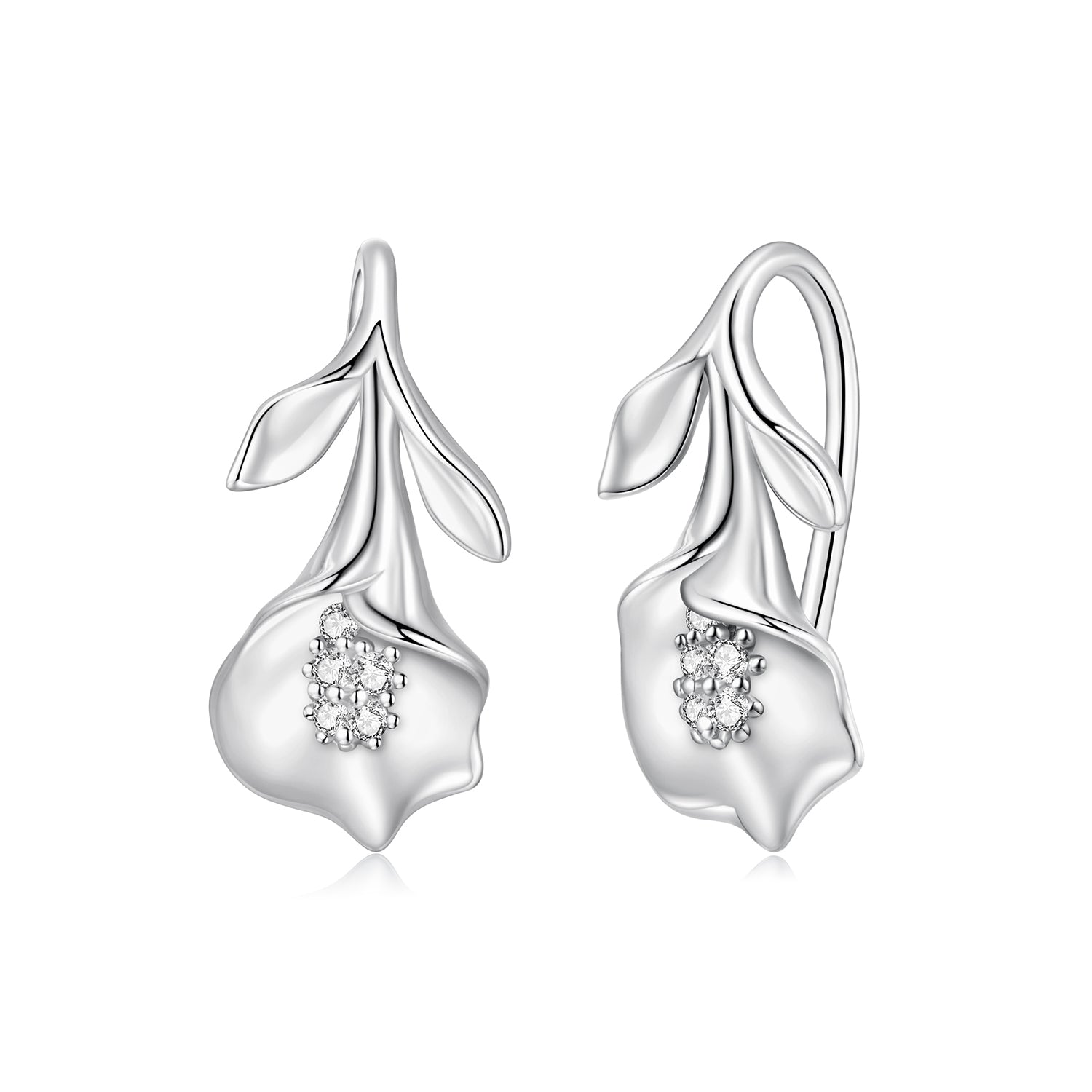 925 Sterling Silver Earrings with White Gold Plating and CZ  DestGlow
