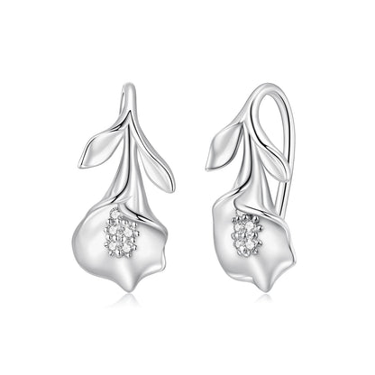 925 Sterling Silver Earrings with White Gold Plating and CZ  DestGlow