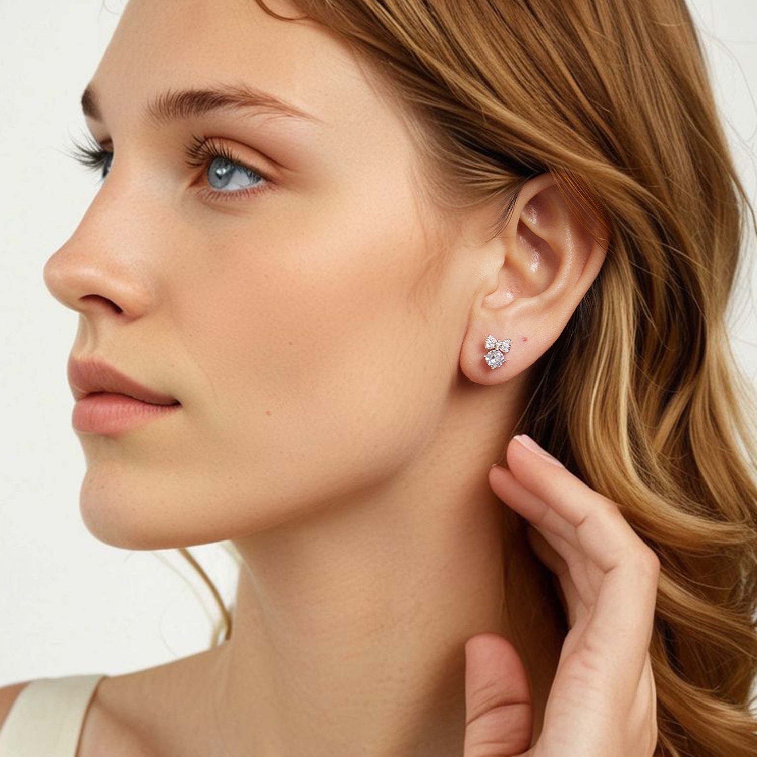 925 Sterling Silver Earrings with CZ and White Gold Plating for Women  DestGlow
