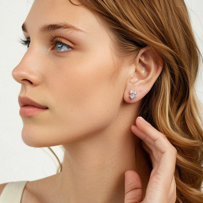 925 Sterling Silver Earrings with CZ and White Gold Plating for Women  DestGlow