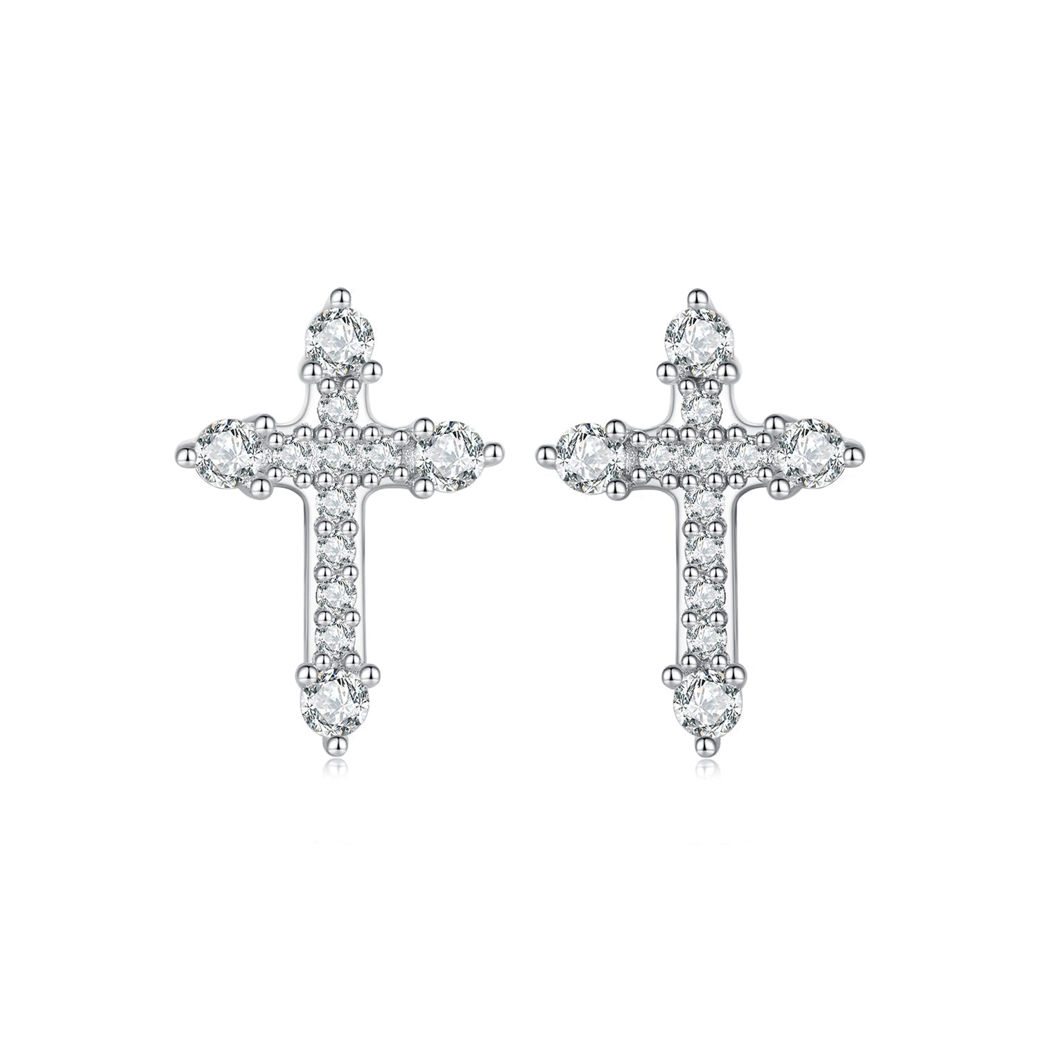 925 Sterling Silver Earrings with Pavé Setting CZ in White Gold Plating - 1.2x0.8cm for Women  DestGlow