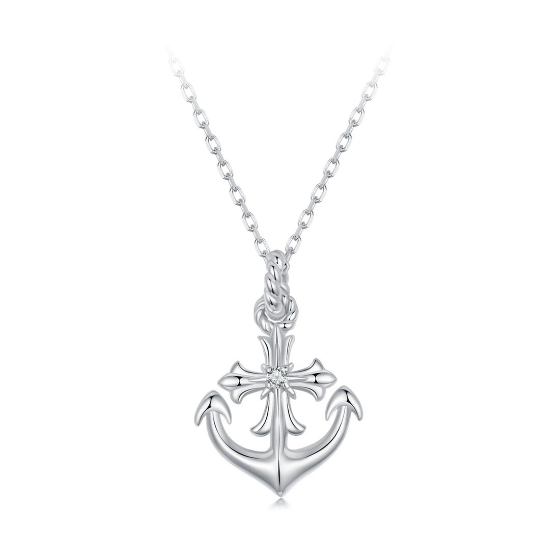 925 Sterling Silver Necklace with Pavé Set CZ and White Gold Plating  DestGlow