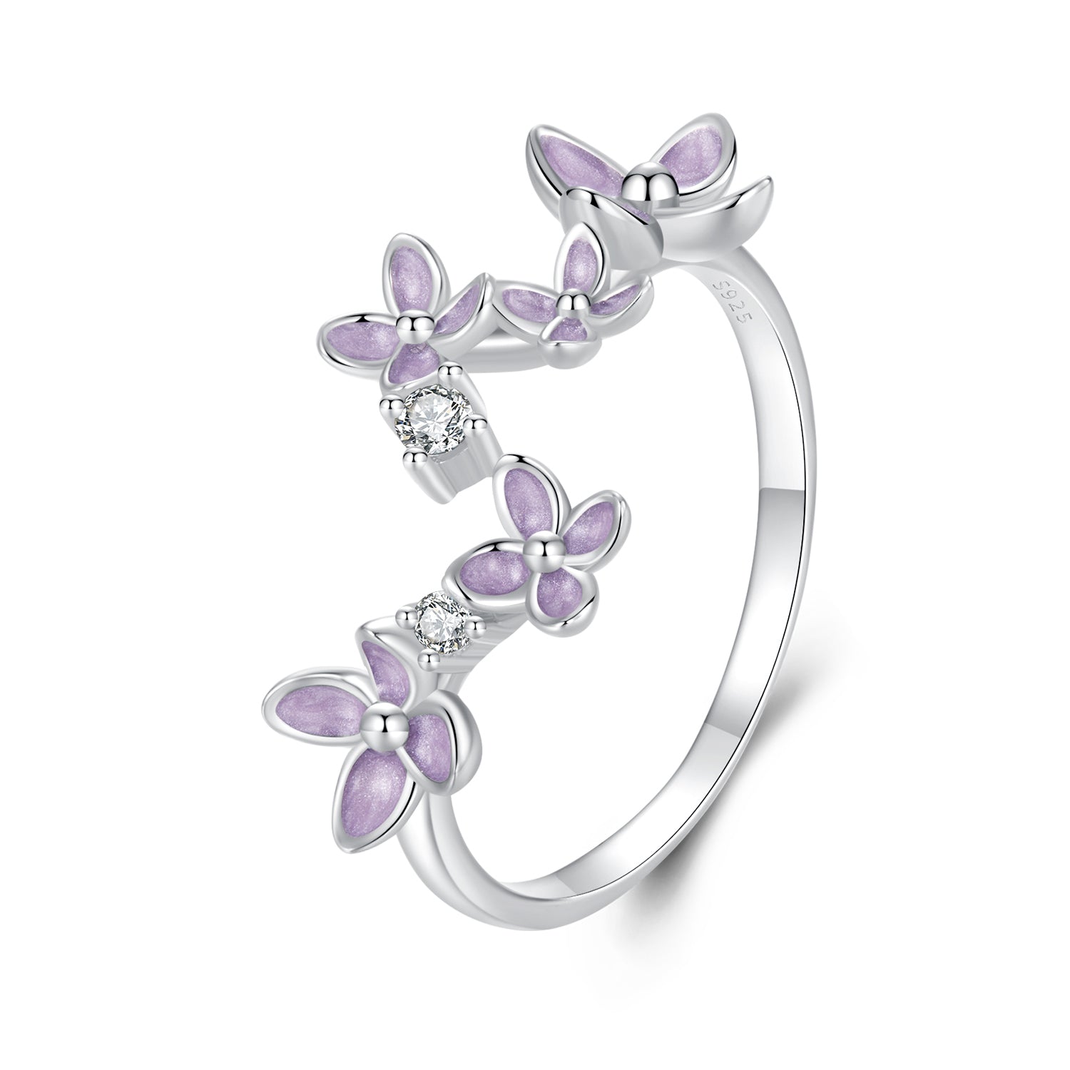 925 Sterling Silver White Gold Plated Ring with Enamel and CZ for Women  DestGlow