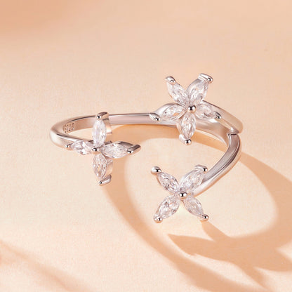 925 Sterling Silver Pavé Setting CZ White Gold Ring for Women  DestGlow