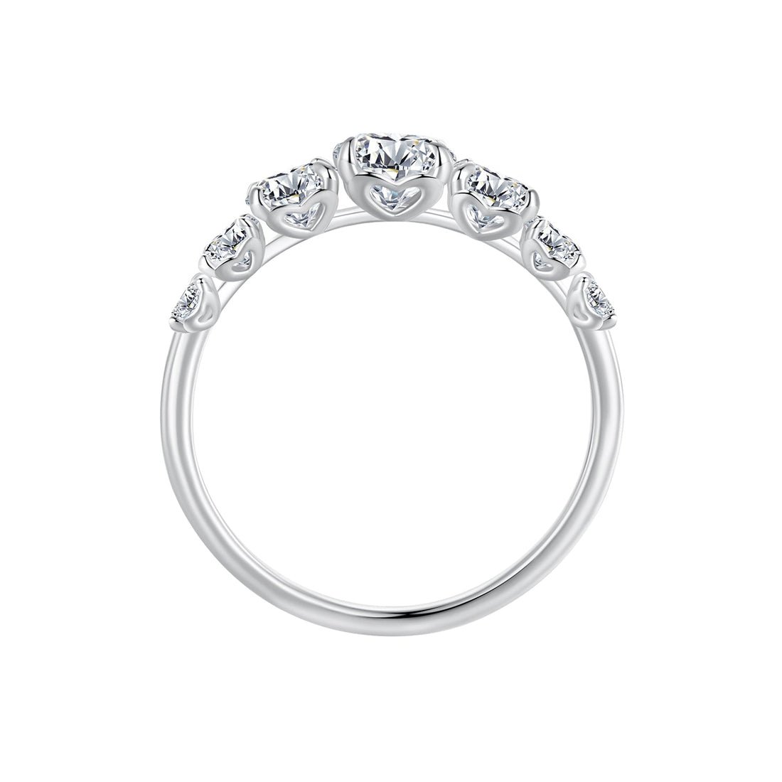 925 Sterling Silver Moissanite Engagement Ring with 5mm, 4mm, 3mm, 2.5mm Stones for Women  DestGlow