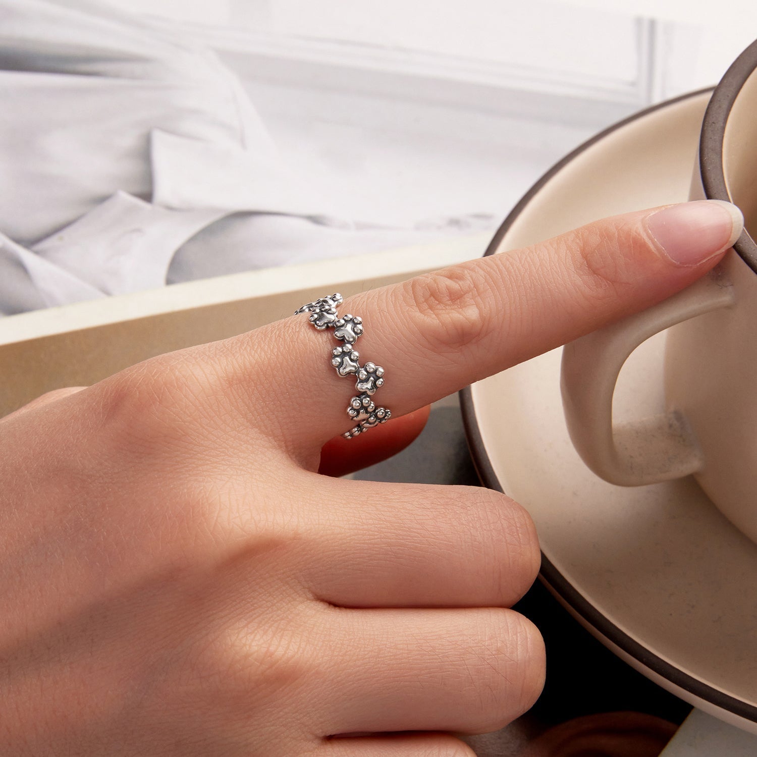 925 Sterling Silver Oxidized Silver 0.44cm Ring for Women  DestGlow