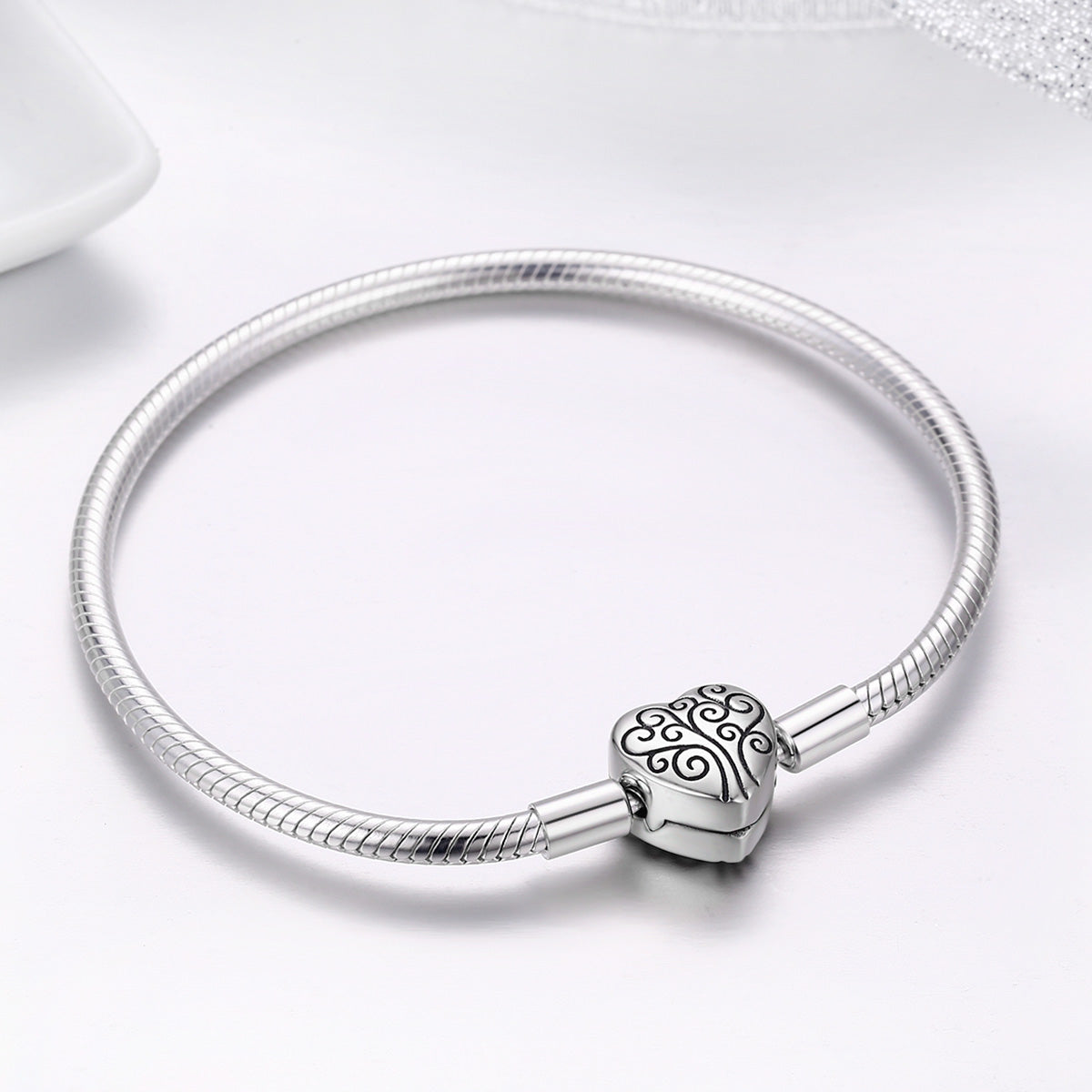 SCB 925 Sterling Silver Bracelet in Classic Style, Size 17.0 for Women  DestGlow