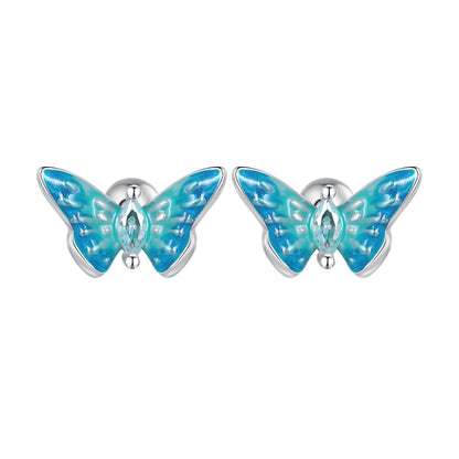 925 Sterling Silver Earrings with Enamel and CZ for Women