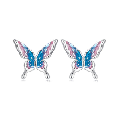 925 Sterling Silver White Gold Plated Enamel Earrings 9x10mm for Women  DestGlow