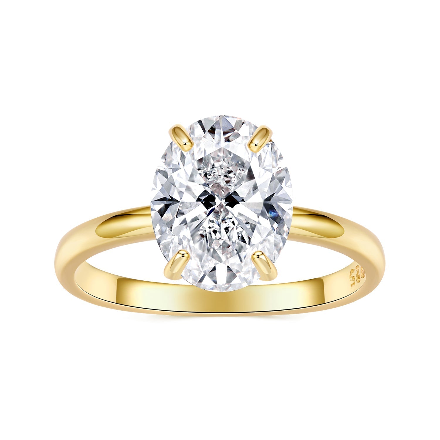 925 Sterling Silver 3.5 Carat Oval Zircon Ring with White Gold Plating for Women  DestGlow