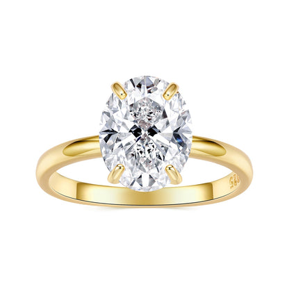 925 Sterling Silver 3.5 Carat Oval Zircon Ring with White Gold Plating for Women  DestGlow