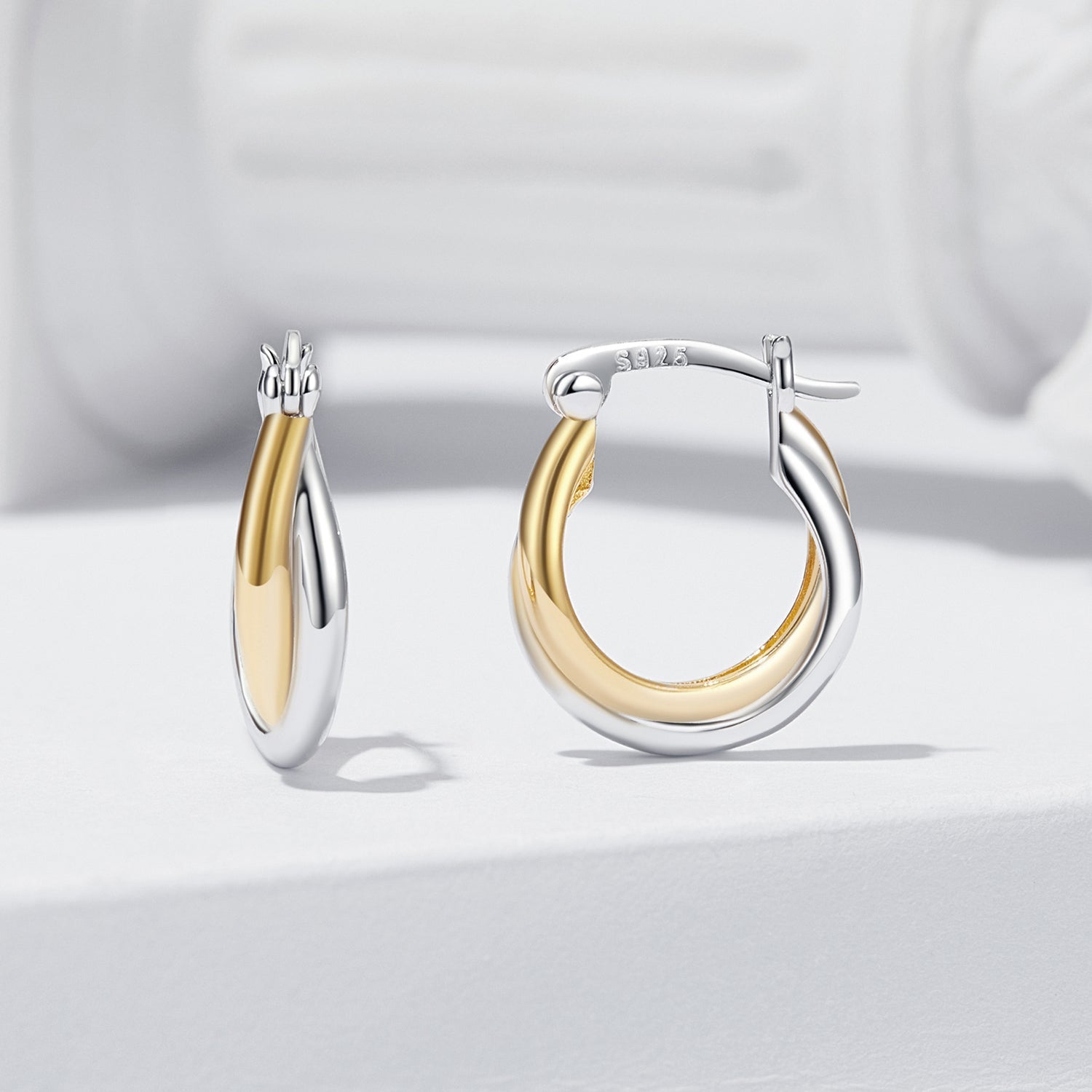 925 Sterling Silver Earrings with Platinum and Gold Plating for Women  DestGlow