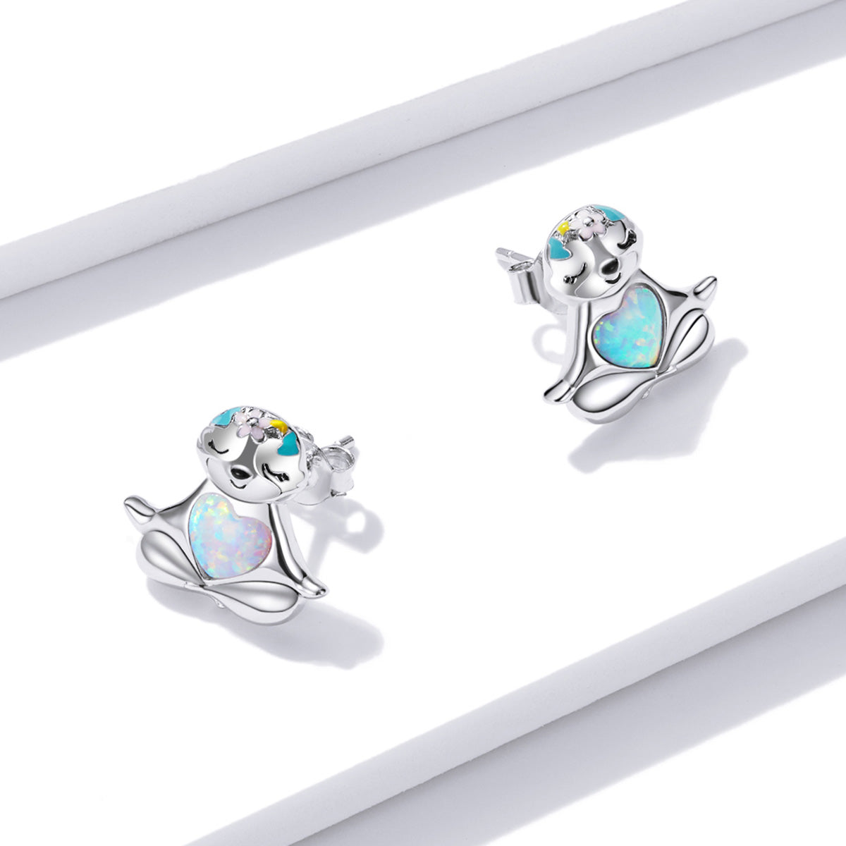 925 Sterling Silver Earrings with Translucent Opal  DestGlow