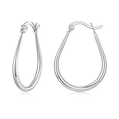 925 Sterling Silver Earrings for Women - 2.9x0.2cm, Plated White Gold, Style L  DestGlow