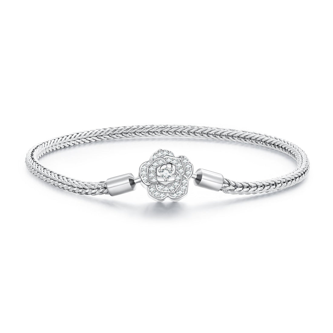 925 Sterling Silver Bracelet with Pavé Setting CZ, 17cm for Women  DestGlow
