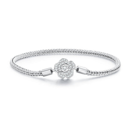 925 Sterling Silver Bracelet with Pavé Setting CZ, 17cm for Women  DestGlow
