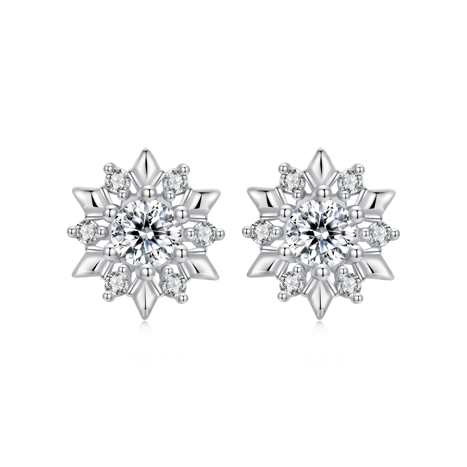 925 Sterling Silver White Gold Plated 0.7cm Pavé Set CZ Earrings for Women  DestGlow