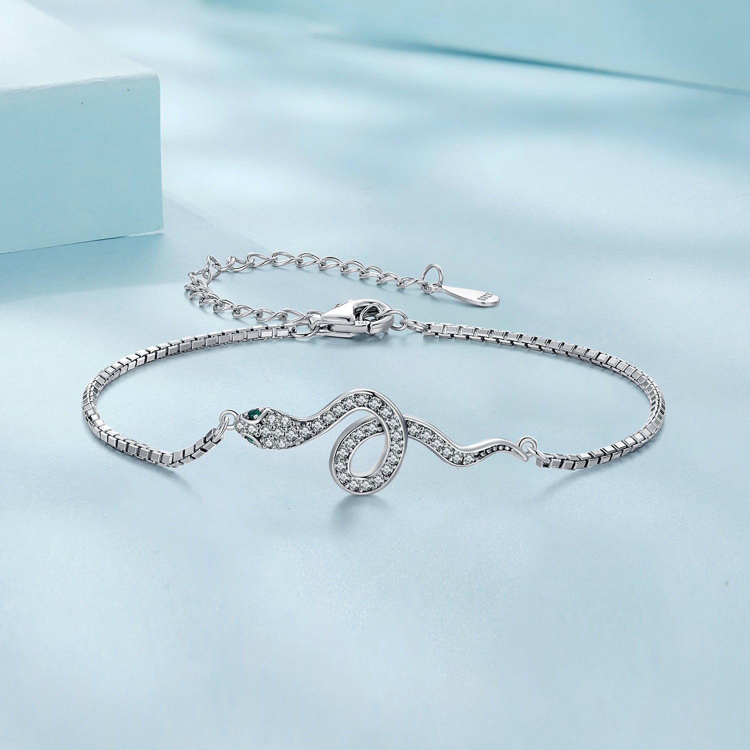 S925 Sterling Silver &amp; Pavé CZ Platinum-Plated Bracelet  DestGlow