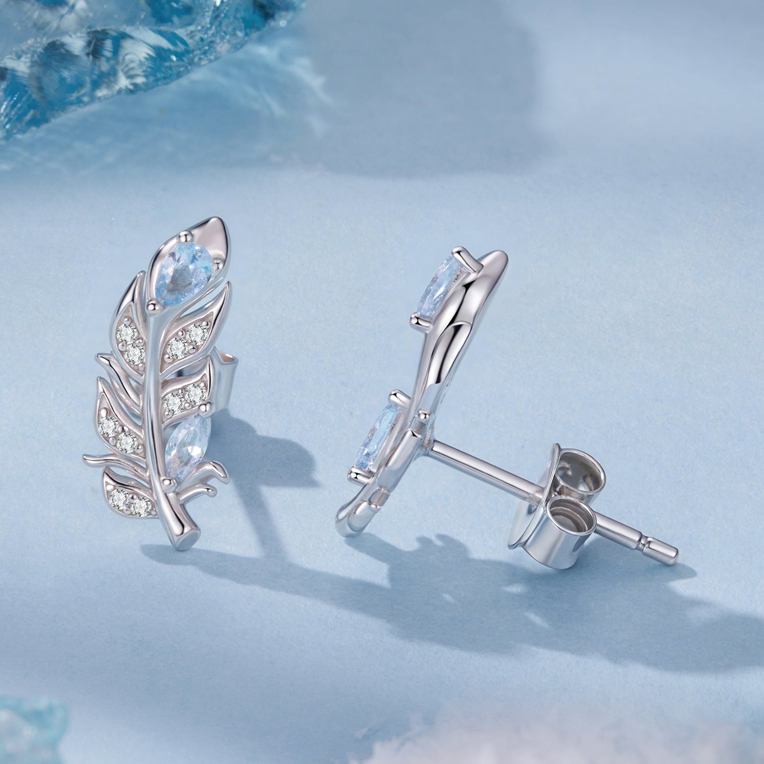 925 Sterling Silver Earrings with Pavé Setting CZ and White Gold Plating  DestGlow