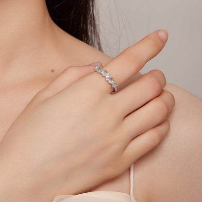 925 Sterling Silver Ring with 4.5mm Pavé Set CZ, Size 7, for Women by Bids.com