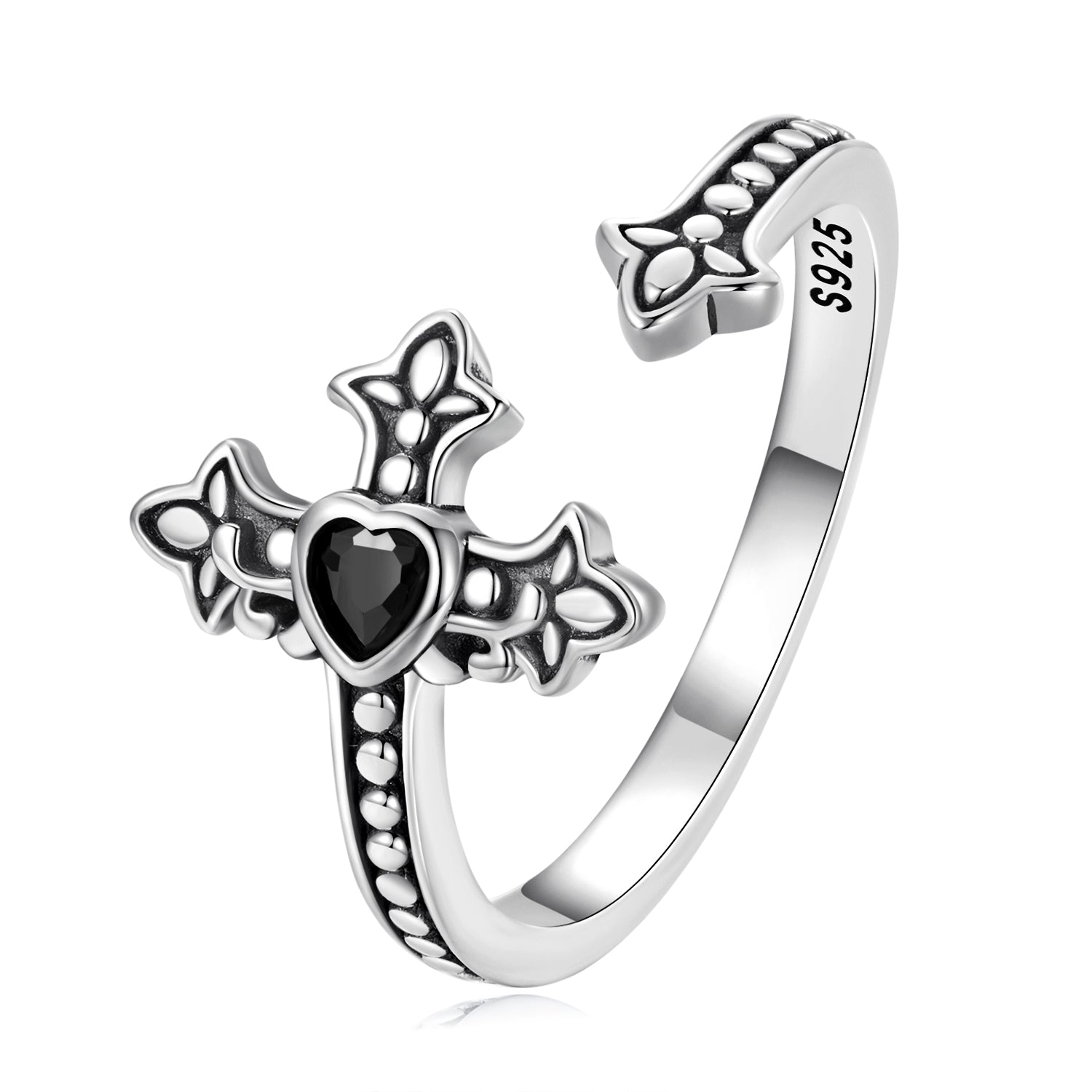 925 Sterling Silver Pavé Setting CZ Oxidized Silver Ring by Bids.com