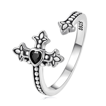 925 Sterling Silver Pavé Setting CZ Oxidized Silver Ring by Bids.com