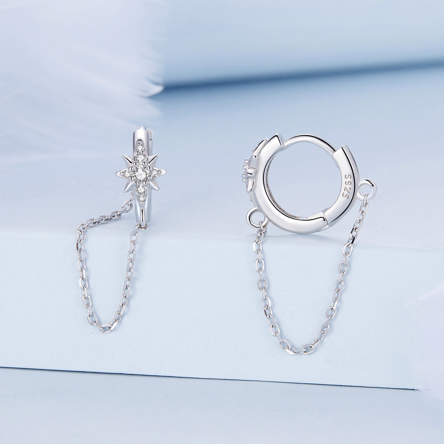 925 Sterling Silver Earrings with Pavé Setting and Platinum Plating, 2.7 x 0.6 cm for Women  DestGlow